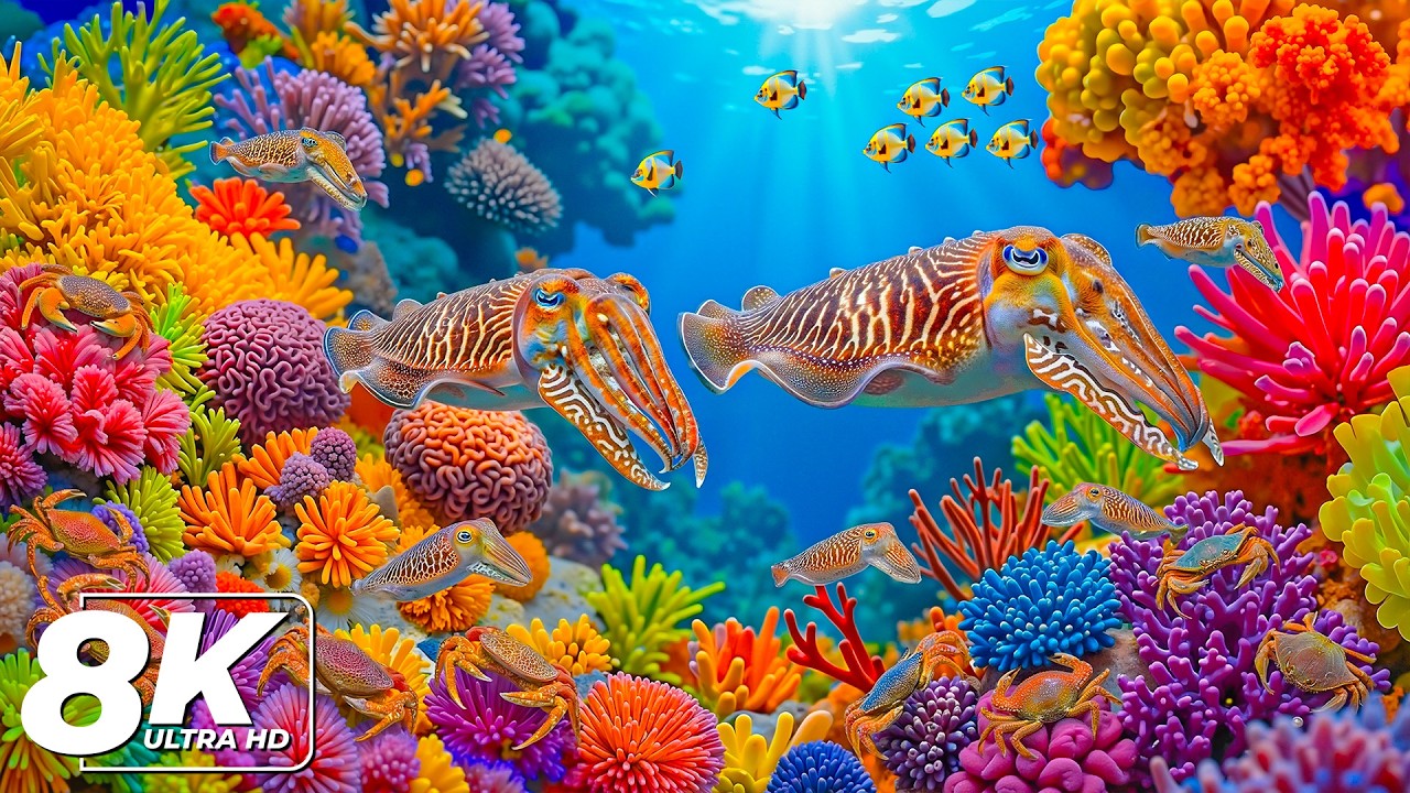 Aquarium 8K Ultra HD — Beautiful Coral Reef Fish with Relaxing Music for Sleep
