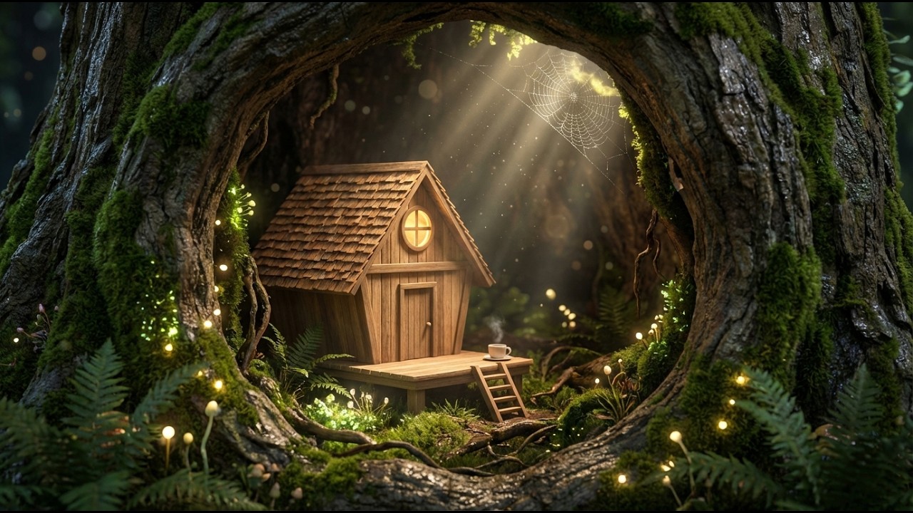 Building a Hidden House Inside a Giant Tree | Silent ASMR Build | Off Grid Shelter