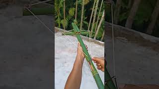 Bamboo Crossbow Experiment 😱 | Amazing Handmade Bamboo Launcher #shorts
