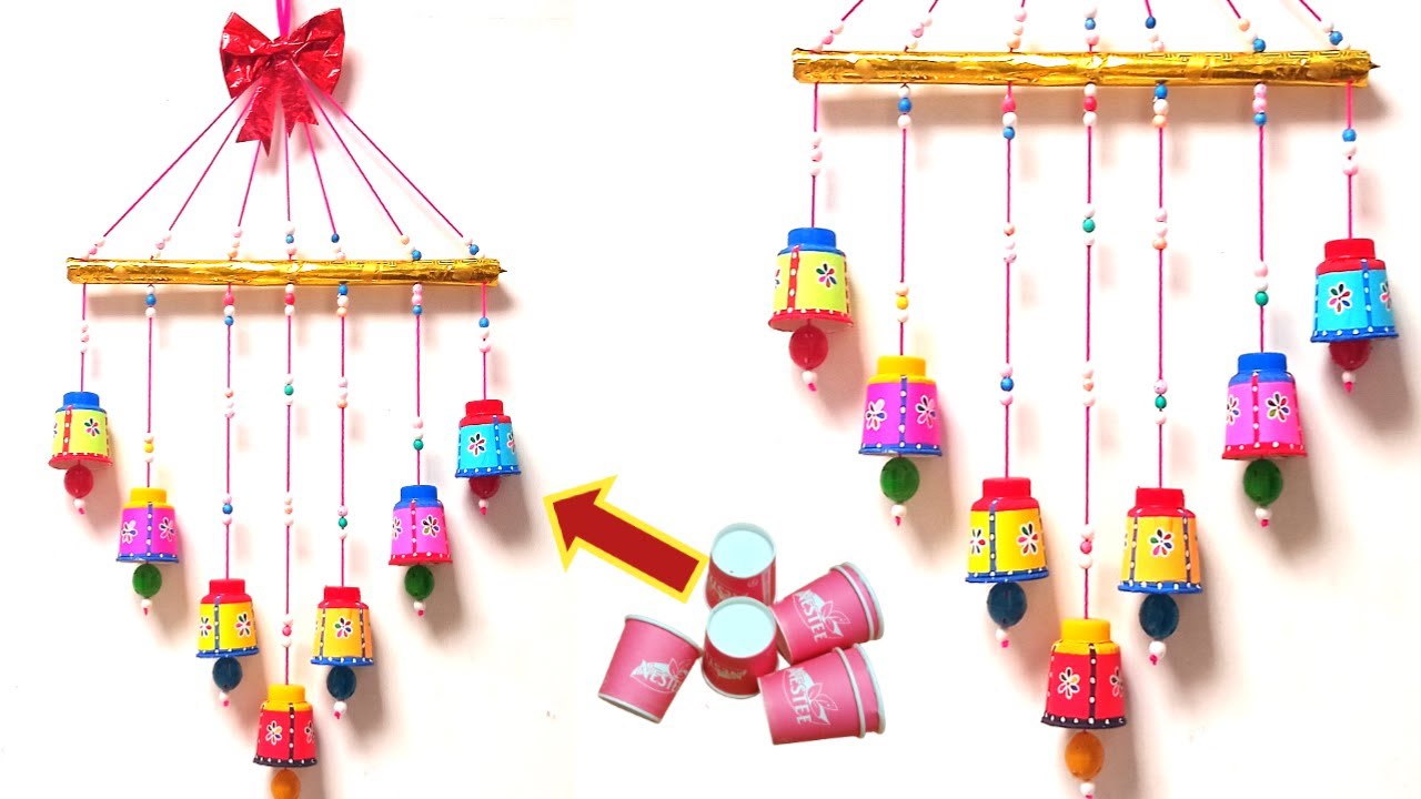 Diy paper cup wall hanging making for home decoration 