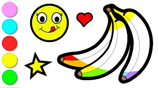 Draw and paint Rainbow Banana step by step | Art tips for kids | Toddlers