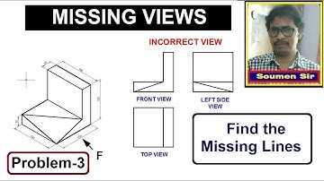 FIND MISSING LINES - Missing Views (Problem 3) | Engineering Drawing