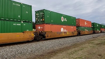 NS 213 Intermodal Taylors, SC w/UP power and a blue cause container near the end