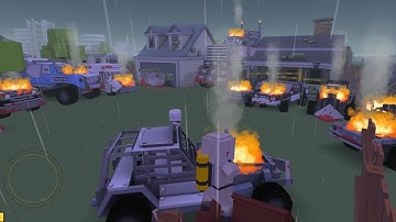 All vehicles on fire at the safe house Blockapolypse