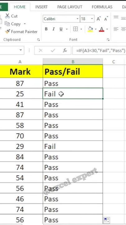 If Formula for fail or pass result in excel #microsofttips #exceltips # ...