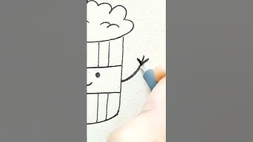 Cute Popcorn Drawing 🍿 | Easy & Fun Cartoon Art #shorts