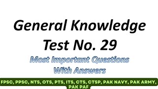 General Knowledge (Test No. 29) for all tests preparation by Knowledge for all  1 view 9 hours ago 5 minutes, 11 seconds