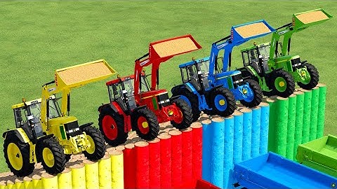 RAMP  OF COLORS ! WHEAT LOADING WITH COLORED FRONT LOADERS ON RAMPS PARKOURS ! Farming sımulator 22