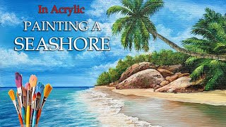 How to paint Sea Beech | Acrylic painting tutorial | Seascape drawing