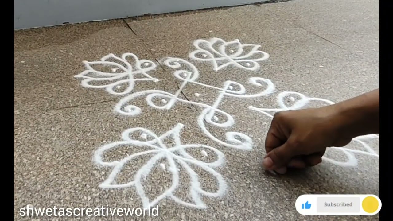 Simple unique lotus rangoli designs ll front door rangoli ll 