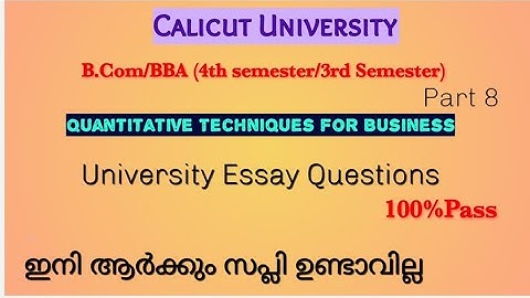 University Essay Questions Quantitative Techniques For Business B.Com/BBA