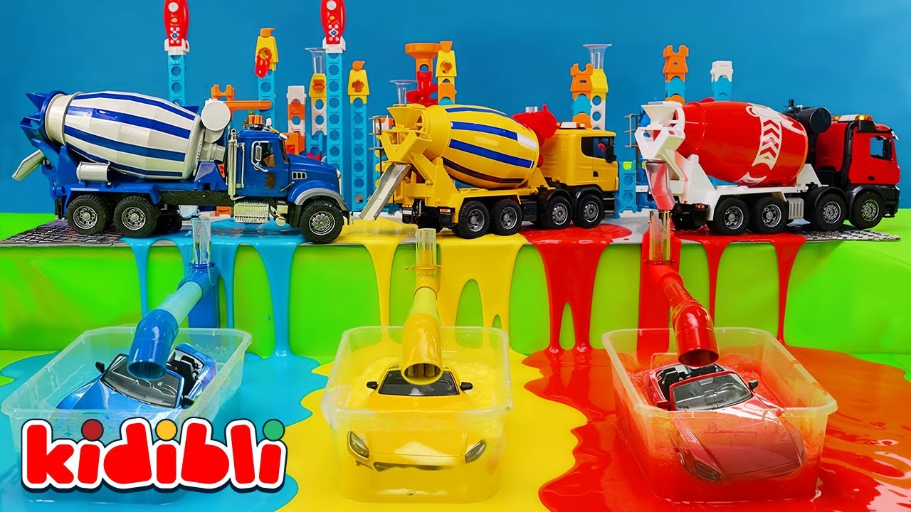 Toy Cement Mixer Fill Sand & Transform Sport Car Colors