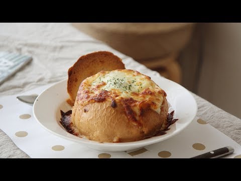 shrimp-cream-pasta-in-bread-bowl-|-honeykki-꿀키