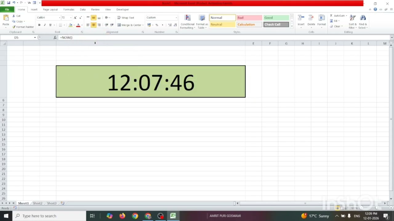 Excel Me Digital Clock Kaise Banaye ⏰ | Live Time Clock in MS Excel | Step by Step Hindi