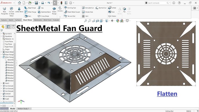 sheet-metal-fan-cover-design-in-solidworks-solidworks-sheetmetal-youtube