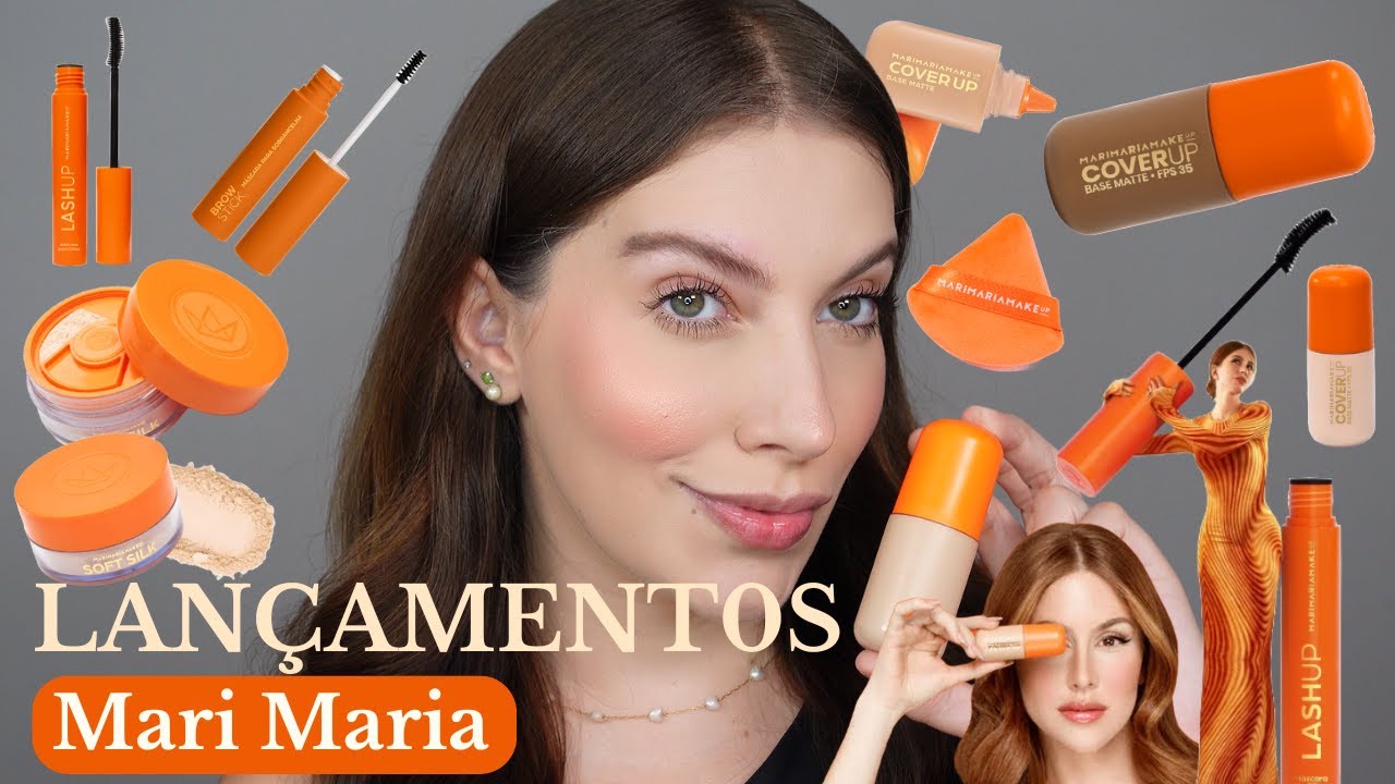 LANÇAMENTO MARI MARIA MAKEUP 🧡| NOVA BASE COVER UP, BROWN STICK, MÁSCARA DE CÍLIOS LASHUP E ESPONJA