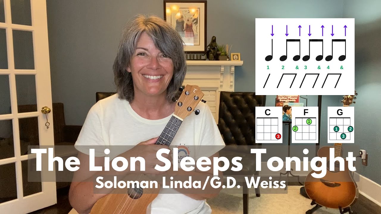 The Lion Sleeps Tonight Ukulele Play Along - Uses Strumming Pattern #1