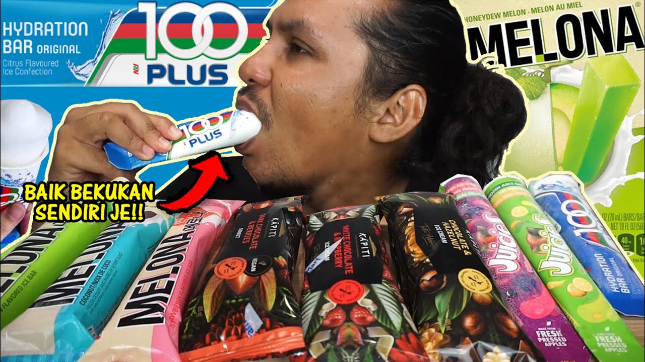 aiskrim import dijamin halal 100% (mukbang malaysia) 100PLUS HYDRATION BAR BINGGRAE MELONA