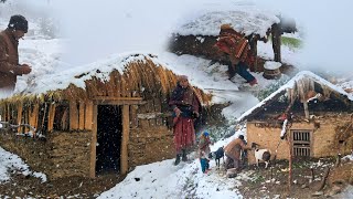 Most Relaxing Snowfall Day Mountain Village | Organic Lifestyle Winter Season |PrimitiveRuralVillage