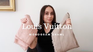 Authentic Louis Vuitton LV Monogram Shine Scarf Shawl Review Unboxing Beige  Buy 