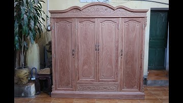 TỦ ÁO 3 BUỒNG 4 CÁNH GỖ HƯƠNG ĐÁ - ĐỒ GỖ GIAO NỤ