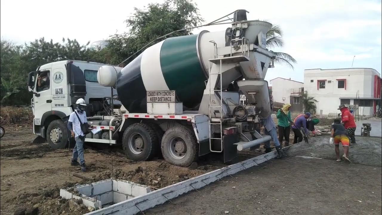 How concrete mixer truck and backhoe working autosandvehicles YouTube