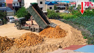 #Ep7 The Update Project 70% Filling Land Use Dump Truck 24T,5T & Bulldozer Mini Pushing Stone & soil