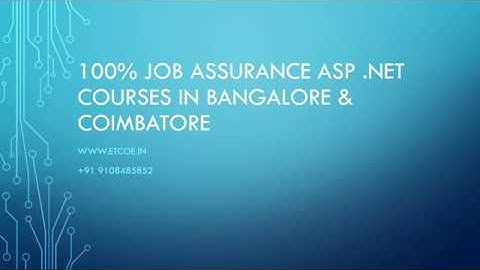 100% Job Assurance ASP  .NET COURSES IN BANGLORE & COIMBATORE - ETCOE.in