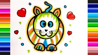 Cat Drawing, colouring and painting for kid's & Toddler's | how to draw Cat