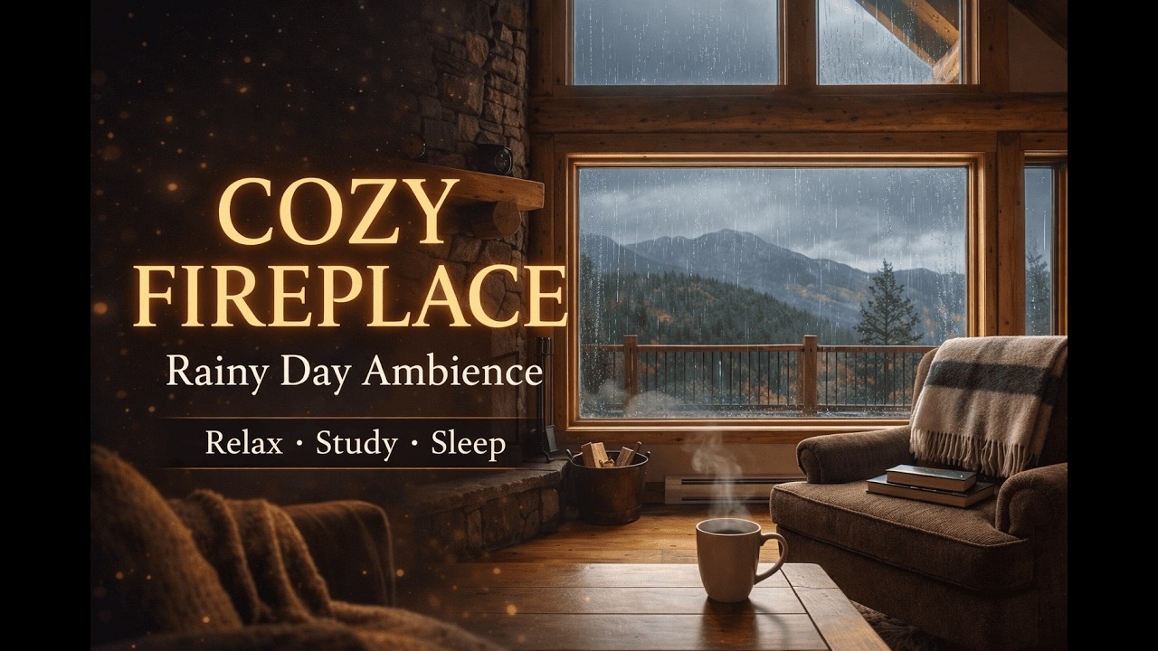 Fireplace & Rain Sounds 🔥NO ADS   (Cozy Cabin Ambience) | Deep Sleep, Study, Relax