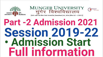 Munger University part 2 session 2019-22 Admission 2021 Full Information @KumarGroup
