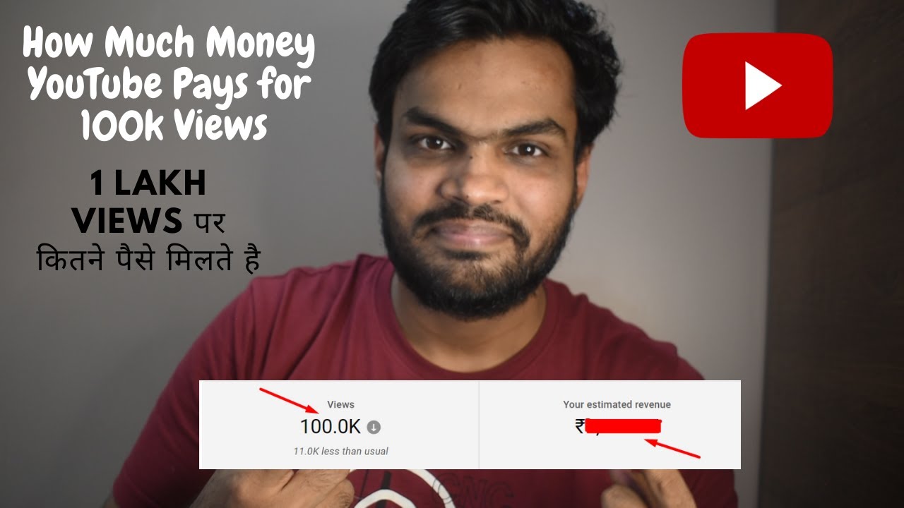 How Much Money YouTube Pays for 100k Views | 1 Lakh Views पर कितने पैसे