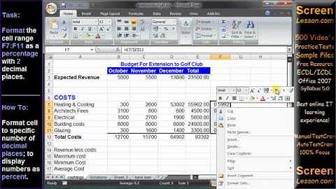 ICT Online Training - Spreadsheets Practice Test Q. Solution