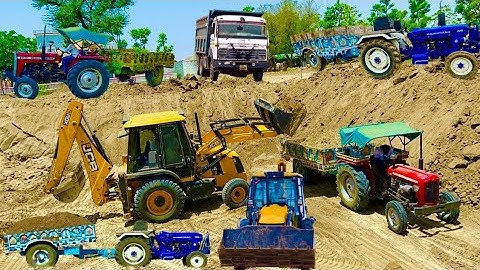 JCB 3dx xpert Loading Mud in Mahindra 475 Di tractor JCB video trector video JCB cartoon #farming