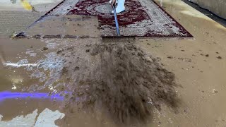 A Red Carpet Rising From A Layer Of Mud - ASMR Satisfying Carpet Cleaning - Satisfying ASMR