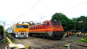 Rarest Furious Train Crossing At Railgate : Balurghat Express Smoothly Meeting Emu Local Train