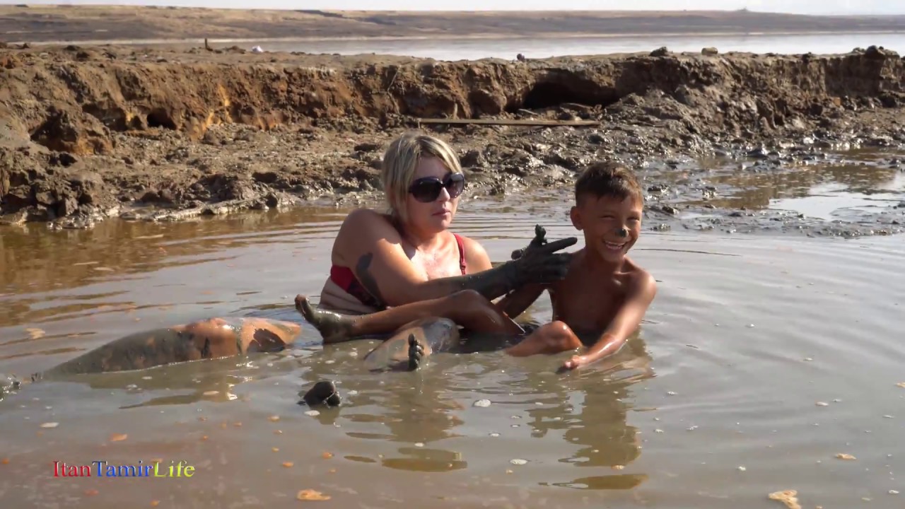 Bathing in the mud on the Dead Sea Israel 💙