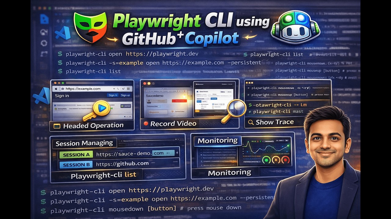 Playwright CLI with GitHub Copilot 🔥 Sessions, Trace, Video Recording ...