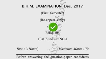 2017 Dcrust BHM 1st Sem Reappear Housekeeping Question Paper
