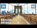 Walking across the Brooklyn Bridge in New York City 【4K】