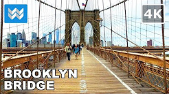 Walking across the Brooklyn Bridge in New York City 【4K】