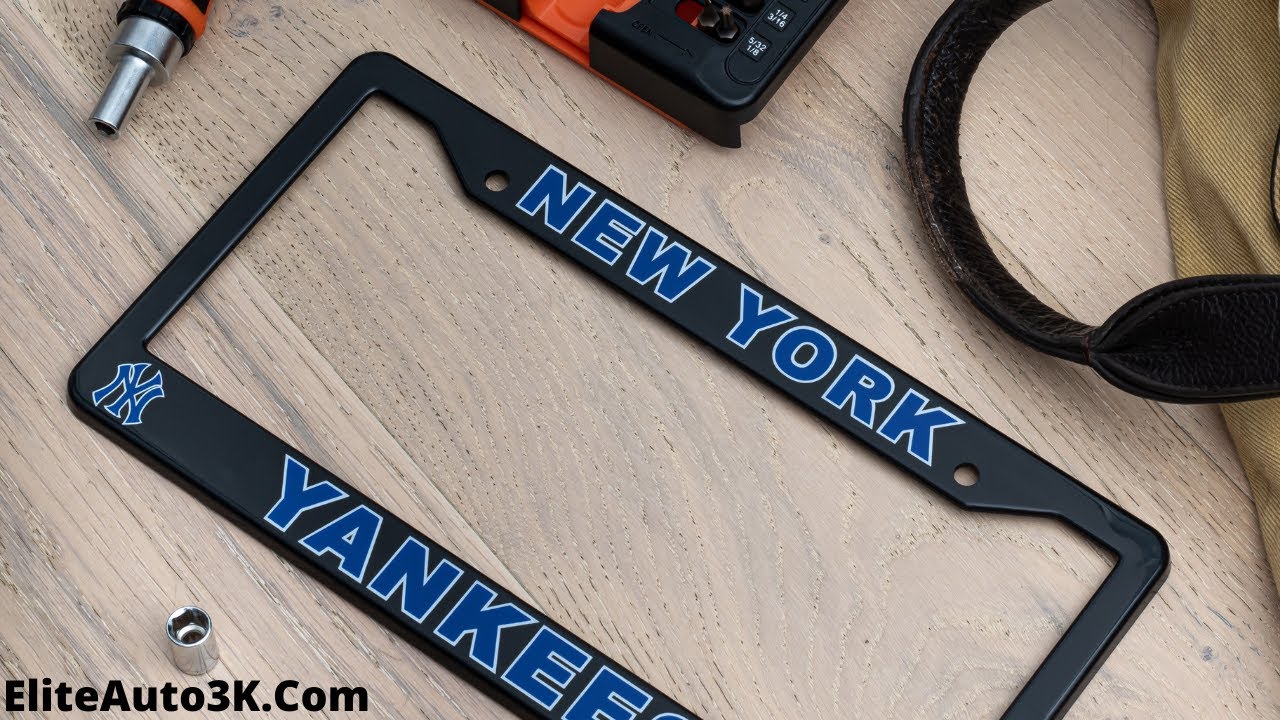 New York Yankees License Plate Frame Cover – Black – 12.25” x 6.25” - MLB Car Accessory