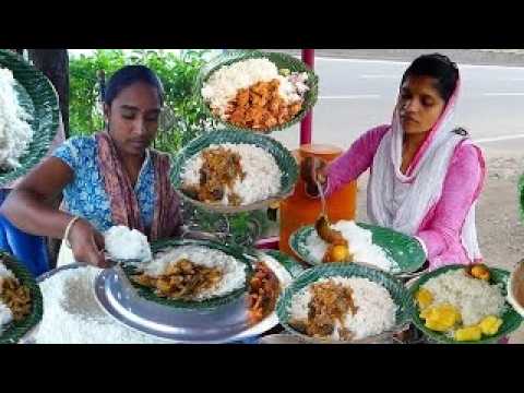 Hardworking Young Girls Selling Cheapest RoadSide Unlimited Meals | Indian Street Food