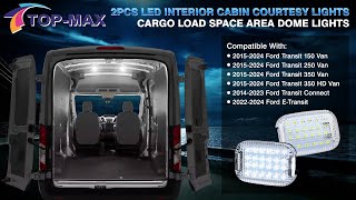 2 Interior Cabin Courtesy Lights Cargo Load Space Area Dome Lights For 2014-2024 Ford Transit