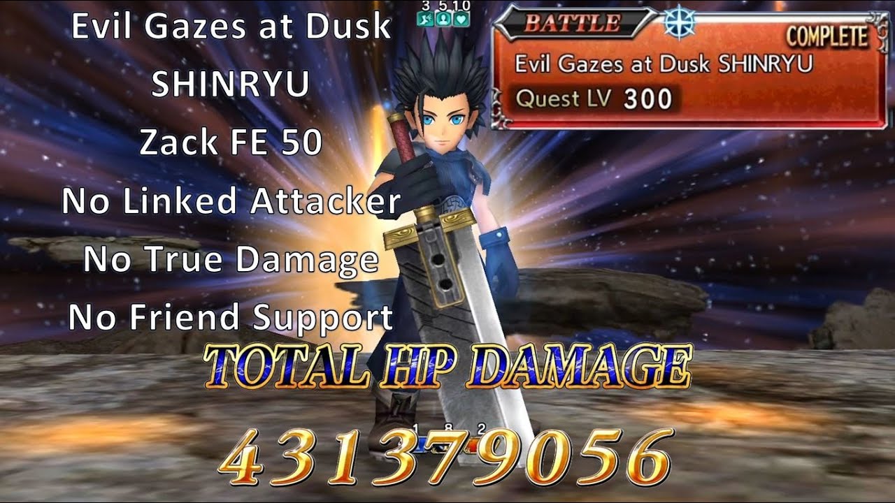 DFFOO Zack FE 50 Damage Test | Dusk to Dawn - Evil Gazes at Dusk SHINRYU