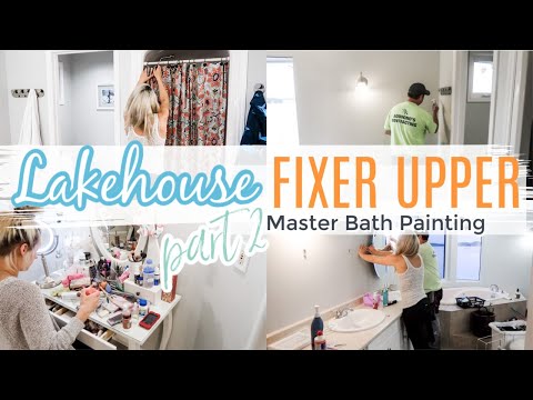 NEW! RENOVATE #WITHME | PAINTING THE MASTER BATHROOM & TIDYING | LAKEHOUSE FIXER UPPER part 2 thumbnail