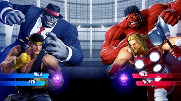 Hulk & Ryu vs Red Hulk & Thor (Very Hard) Marvel vs Capcom | 4K UHD Gameplay