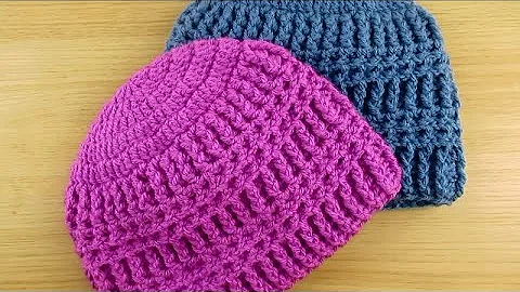 Women's crochet hat adult beanie/ fast and easy