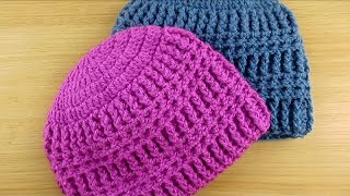Women's crochet hat adult beanie/ fast and easy