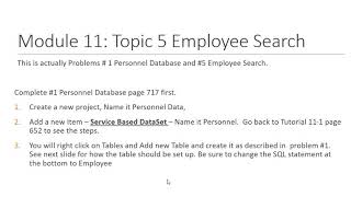 CH 11 Exercise 1 Tutorial